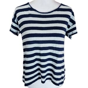J.Crew Relaxed Linen T Shirt Women's Medium Tee Striped Spring Nautical Travel